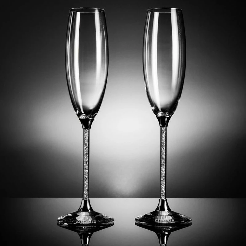 Budget ⭐ Matashi Crystals Set Of 2 - 8 Oz. Crystal Champagne Glasses Flutes W/ Elegant Crystal Filled Stem 🤩 2 Budget ⭐ Matashi Crystals Set Of 2 - 8 Oz. Crystal Champagne Glasses Flutes W/ Elegant Crystal Filled Stem 🤩 - Image 2