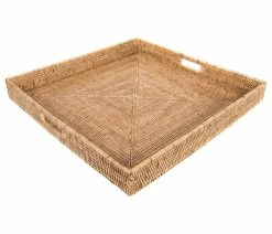 Hot Sale ✨ Artifacts Trading Company Artifacts Rattan Square Ottoman Tray, Honey Brown, 20"x20" 🌟
