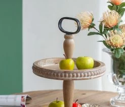 Cheapest 👏 A&B Home Wooden 2-Tier Round Serving Tray D14x17" 🔔 -Tabletop Sales Store 03e13def007f0929 8057 w800 h800 b0 p0