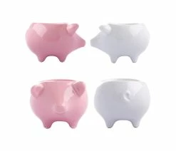 Deals ๐ Maia Ming Designs Bacon N' Eggs, Set Of 2 Eggcups, Pink And White ๐คฉ