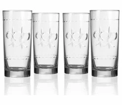 Cheap 🤩 Rolf Glass Fleur De Lis Highball Drinking Glass 15 Oz., Set Of 4 Cooler Glasses ✨