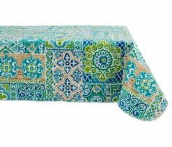 Cheapest 😍 Design Imports Spanish Tile Vinyl Tablecloth 70"R, 60x84" 🤩