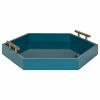 Budget 👍 Uniek Lipton Hexagon Decorative Tray With Metal Handles, Teal/Gold 18x18 😉