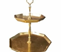 Best Sale 💯 HomeRoots Furniture HomeRoots Vintage Look Octagonal Gold Two Tier Server 😍 -Tabletop Sales Store 0c71200200ef0829 7337 w800 h800 b1 p0