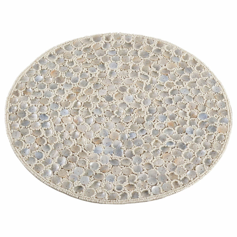 Best Pirce ⭐ Saro Lifestyle 👩 Mother Of Pearl Design Placemat (Set Of 4), 15" X 15", Ivory, Round 🤩 1 Best Pirce ⭐ Saro Lifestyle 👩 Mother Of Pearl Design Placemat (Set Of 4), 15" X 15", Ivory, Round 🤩