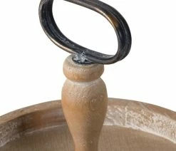 Cheapest 👏 A&B Home Wooden 2-Tier Round Serving Tray D14x17" 🔔 -Tabletop Sales Store 11010eb20d828934 8057 w800 h800 b0 p0