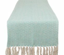 New 🥰 Design Imports DII Aqua Chevron Handloom Table Runner 😍
