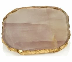 Discount โจ Zodax Viken 4-Piece Agate Marble Glass Coaster Set, Pink ๐