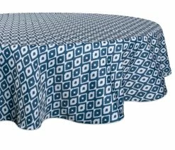 Brand new 💯 Design Imports DII Blue Ikat Outdoor Tablecloth 60" Round 🎉