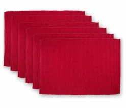 Promo 💯 Design Imports DII Cardinal Red Ribbed Placemat, Set Of 6 👍