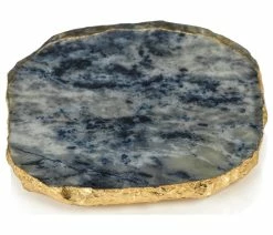 Coupon ⌛ Zodax Viken 4-Piece Agate Marble Glass Coaster Set, Blue 🔥
