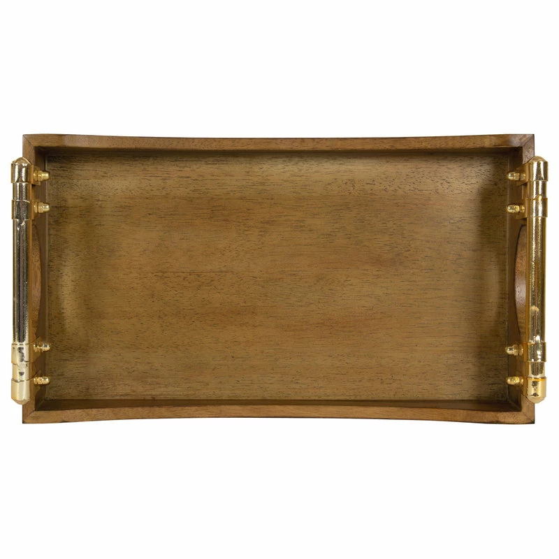 New ✔️ Uniek Kate And Laurel Ormond Walnut Wood Decorative Tray With Gold Metal Handles ⭐ 4 New ✔️ Uniek Kate And Laurel Ormond Walnut Wood Decorative Tray With Gold Metal Handles ⭐ - Image 4