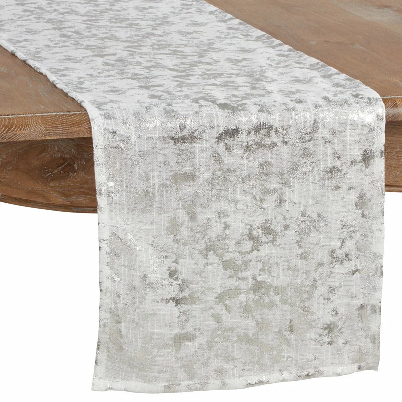 Brand new 💯 Saro Lifestyle Long Table Runner With Foil Print Design, Silver, 15"x72" 💯 2 Brand new 💯 Saro Lifestyle Long Table Runner With Foil Print Design, Silver, 15"x72" 💯 - Image 2