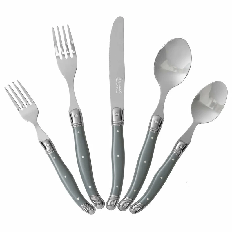Cheap 🔥 French Home Brands French Home Laguiole 20 Piece Stainless Steel Flatware Service For 4, Grey Fog 🔥 1 Cheap 🔥 French Home Brands French Home Laguiole 20 Piece Stainless Steel Flatware Service For 4, Grey Fog 🔥