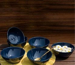 New 🎁 Manhattan Comfort Daily Floreal 6 Large Dinner 29.29 Oz. Soup Bowls, Blue ❤️ -Tabletop Sales Store 1d81726b0f2d4dde 7796 w800 h800 b0 p0