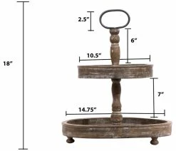 Best Sale 🤩 CREATIVE CO-OP 15"x18.5" Decorative Wood 2-Tier Tray, Brown 🛒 -Tabletop Sales Store 1da160190eb2e98a 5347 w800 h800 b1 p0