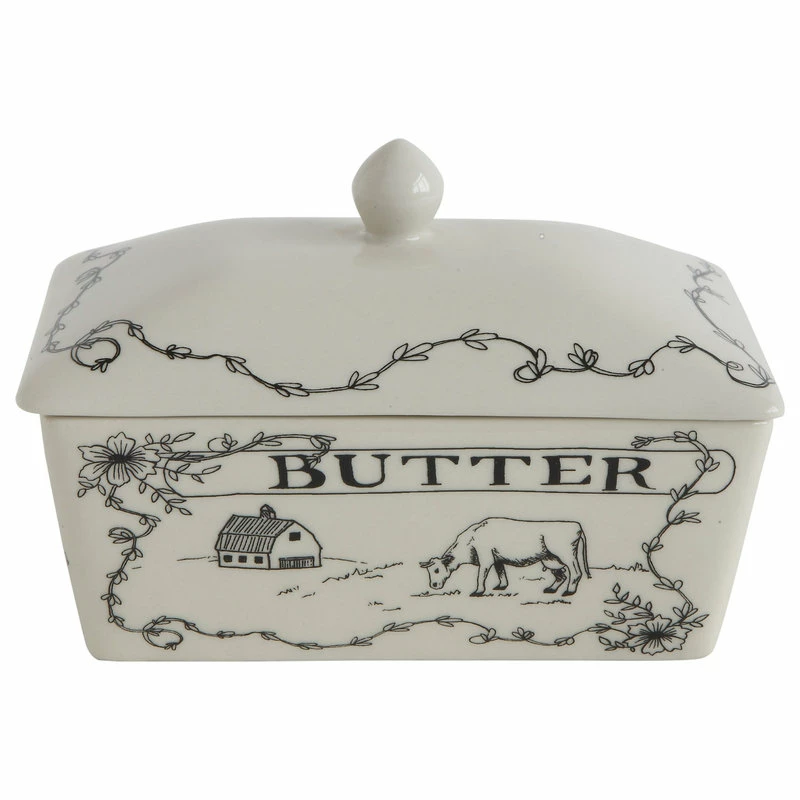 Cheapest ⭐ CREATIVE CO-OP Country Style White/Black Stoneware Butter Dish With Lid 👍 1 Cheapest ⭐ CREATIVE CO-OP Country Style White/Black Stoneware Butter Dish With Lid 👍