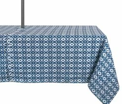 Best Sale 🤩 Design Imports DII Blue Ikat Outdoor Tablecloth With Zipper 60"x84" 🧨