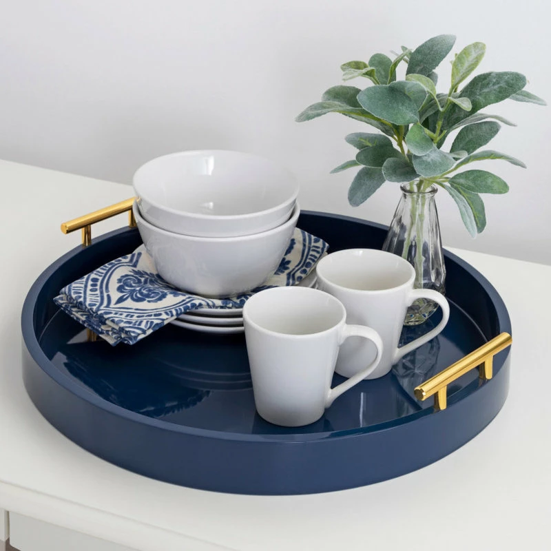 Top 10 ✔️ Uniek Lipton Round Decorative Tray With Metal Handles, Navy Blue 18 Diameter 🔥 4 Top 10 ✔️ Uniek Lipton Round Decorative Tray With Metal Handles, Navy Blue 18 Diameter 🔥 - Image 4