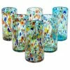 Wholesale 🔥 NOVICA Sky Rainbow Raindrops, Set Of 6 Blown Glass Tumblers, Mexico 😍