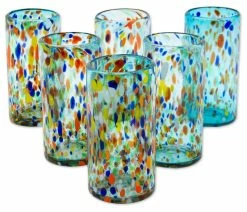 Wholesale ๐ฅ NOVICA Sky Rainbow Raindrops, Set Of 6 Blown Glass Tumblers, Mexico ๐