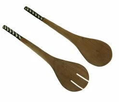 Cheapest โญ Zeckos Hand Carved Wood And Bone Slim Handle Salad Server Set โ