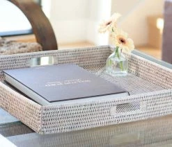 Flash Sale ⌛ Artifacts Trading Company Artifacts Rattan Square Ottoman Tray, White Wash, 24"x24" 👏 -Tabletop Sales Store 29f10f870fb43195 0169 w800 h800 b0 p0