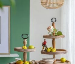 Cheapest 👏 A&B Home Wooden 2-Tier Round Serving Tray D14x17" 🔔 -Tabletop Sales Store 2e61b92c007f0898 8057 w800 h800 b0 p0