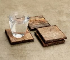 Cheap ✔️ Mascot Hardware Log Cut Latest Square Coasters, Set Of 4 👍