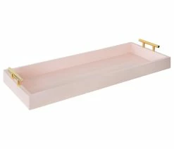 Best Pirce โจ Uniek Lipton Narrow Rectangle Wood Accent Tray, Pink ๐