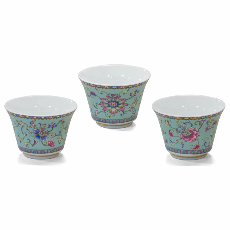 Budget ❤️ China Furniture And Arts Light Teal Porcelain Chinese Floral Tea Cup Set With Gift Box 🤩 3 Budget ❤️ China Furniture And Arts Light Teal Porcelain Chinese Floral Tea Cup Set With Gift Box 🤩 - Image 3