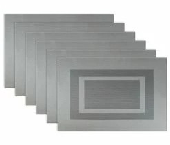 Hot Sale ⌛ Design Imports DII Gray PVC Doubleframe Placemat, Set Of 6 😍