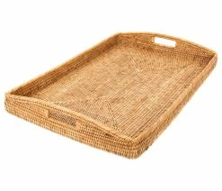 Flash Sale 🛒 Artifacts Trading Company Artifacts Rattan Rectangular Serving/Ottoman Tray, Honey Brown, 28"x18" 🌟