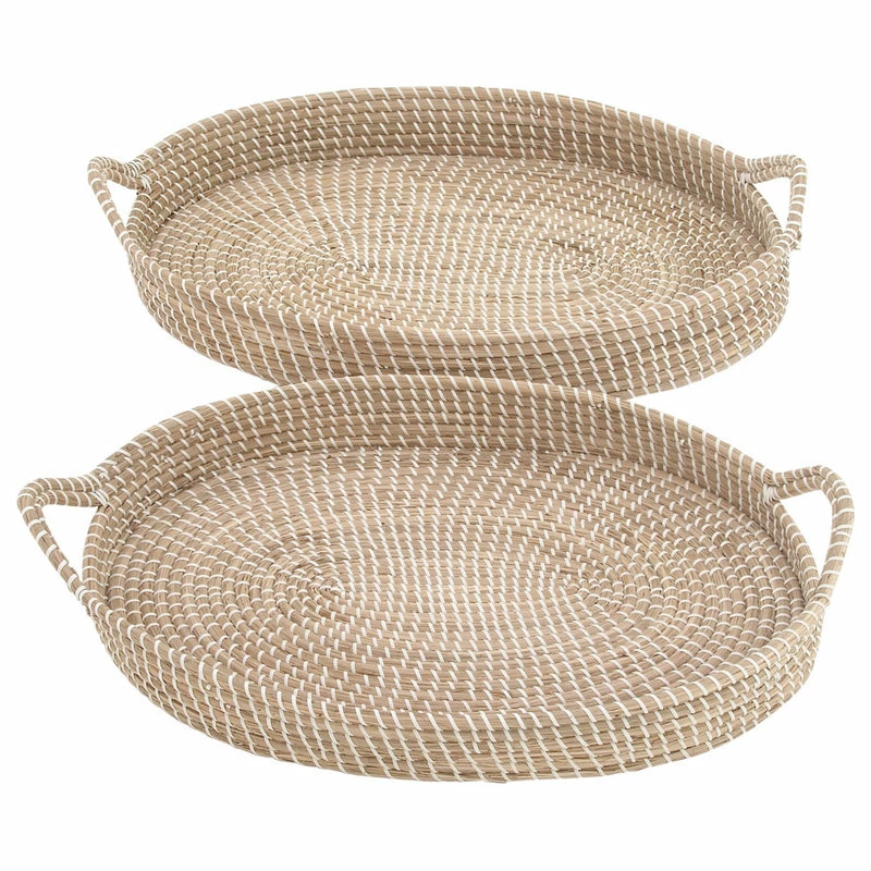 Deals ⭐ Brimfield & May Set Of 2 Brown Sea Grass Boho Style Tray 41196 ✔️ 4 Deals ⭐ Brimfield & May Set Of 2 Brown Sea Grass Boho Style Tray 41196 ✔️ - Image 4