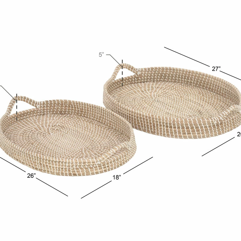 Deals ⭐ Brimfield & May Set Of 2 Brown Sea Grass Boho Style Tray 41196 ✔️ 5 Deals ⭐ Brimfield & May Set Of 2 Brown Sea Grass Boho Style Tray 41196 ✔️ - Image 5