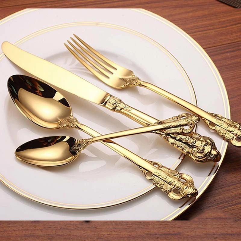 Best Pirce โค๏ธ Morsale 24-Piece Vintage 18K Gold Plated Stainless Steel Silverware Set, 6 Settings ๐ 5 Best Pirce โค๏ธ Morsale 24-Piece Vintage 18K Gold Plated Stainless Steel Silverware Set, 6 Settings ๐ - Image 5