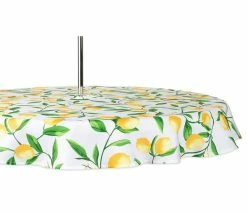 Coupon 🔥 Design Imports DII Lemon Bliss Print Outdoor Tablecloth With Zipper 60 Round 🔥