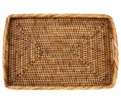 Deals 👍 Artifacts Trading Company Artifacts Rattan Rectangular Tray With High Handles, Honey Brown, 17"x12" 😀 -Tabletop Sales Store 42e1f5060d0cf439 5679 w800 h800 b1 p0