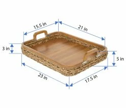 Top 10 🔔 KOUBOO Rectangular Anson Serving Tray, Sea Grass With Solid Wood Bottom 🤩 -Tabletop Sales Store 44a18bac0f97140a 6885 w800 h800 b1 p0