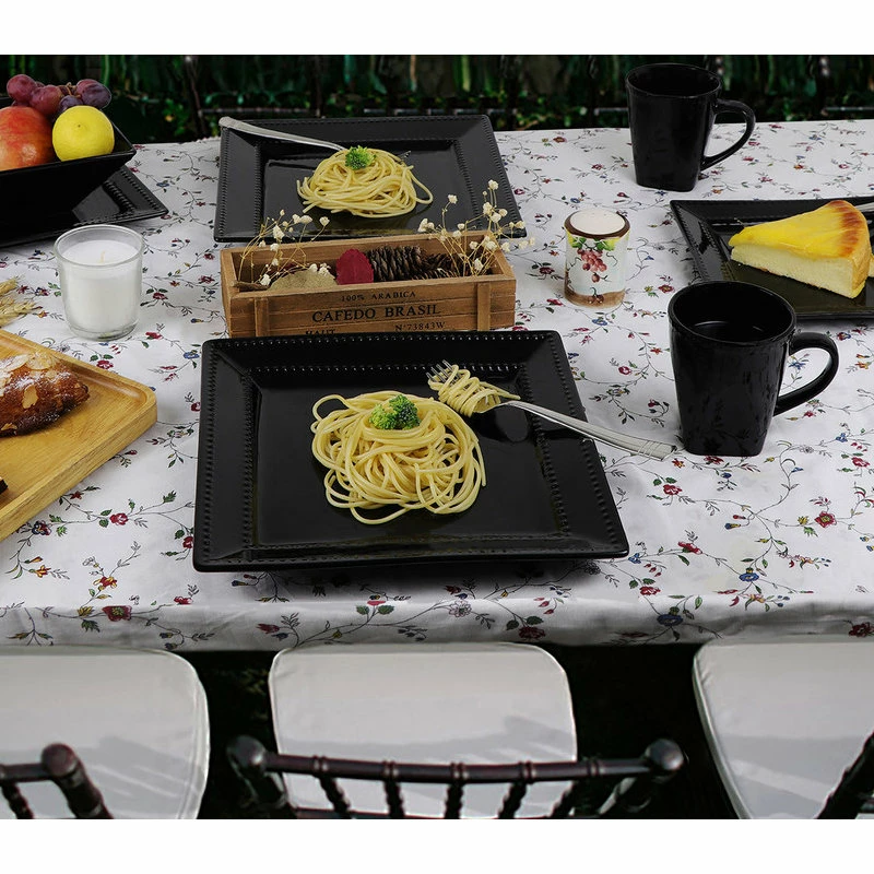 Deals โญ Lorenzo Import, LLC 16 Piece Square Beaded Stoneware Dinnerware Set By Lorren Home Trends, Black ๐ฏ 4 Deals โญ Lorenzo Import, LLC 16 Piece Square Beaded Stoneware Dinnerware Set By Lorren Home Trends, Black ๐ฏ - Image 4