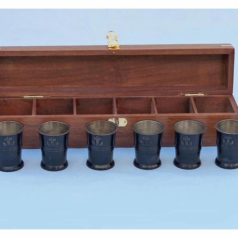 Cheapest ⭐ Handcrafted Nautical Decor Anchor Shot Glasses With Rosewood Box, Oil Rubbed Bronze, Set Of 6, 12" ✨ 2 Cheapest ⭐ Handcrafted Nautical Decor Anchor Shot Glasses With Rosewood Box, Oil Rubbed Bronze, Set Of 6, 12" ✨ - Image 2