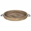 Cheap 👍 Uniek Marmora Wood And Metal Round Tray, Rustic Brown 18 Diameter 👍