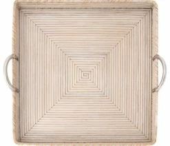 Top 10 ๐ Artifacts Trading Company Artifacts Rattan™ Square Tray With Stainless Steel Handles, White Wash, 16"x16"x ๐