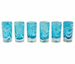 Best reviews of ⭐ NOVICA Whirling Aquamarine And Blown Glass Shot Glasses (Set Of 6) ✨