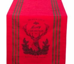 Buy 😉 Design Imports Red Stag 🎁 Christmas Print Table Runner 14"x72" 🔥