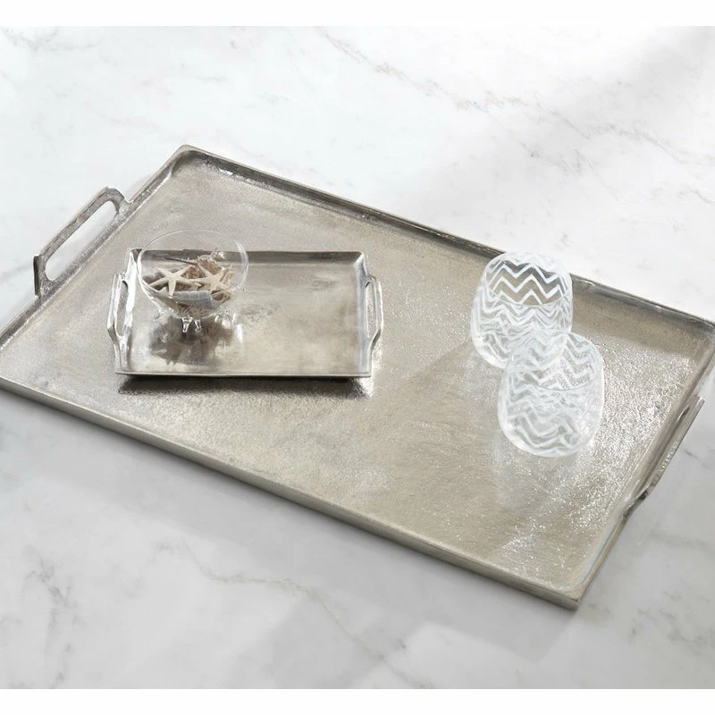 Budget 💯 Zodax Aluminum Tray With Handles, Rectangular Shape, Silver 🎁 2 Budget 💯 Zodax Aluminum Tray With Handles, Rectangular Shape, Silver 🎁 - Image 2