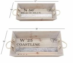Wholesale 🎁 Brimfield & May Set Of 2 White Wood Coastal Tray 92366 😀 -Tabletop Sales Store 51a19adc00523ab7 1704 w800 h800 b0 p0