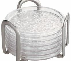Wholesale 😉 IDesign Rain Coaster Set With Holder, Set Of 6, Clear 🥰