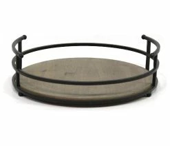 Buy โจ HomeRoots 12" Round Metal Frame And Wood Tray โจ