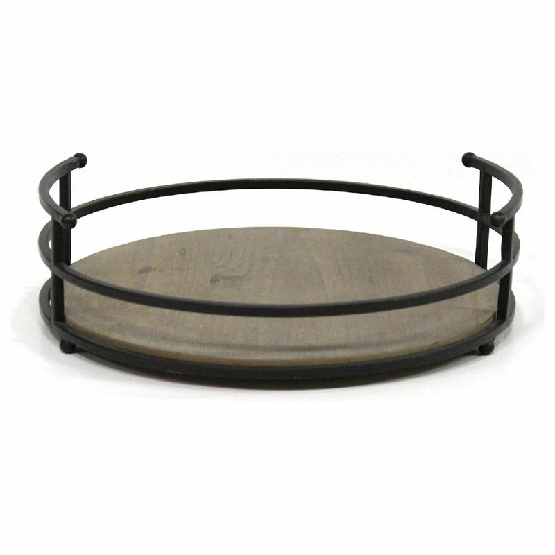 Buy ✨ HomeRoots 12" Round Metal Frame And Wood Tray ✨ 1 Buy ✨ HomeRoots 12" Round Metal Frame And Wood Tray ✨